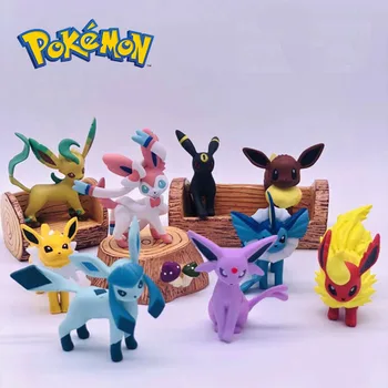 Takara Tomy Pokemon Eevee Familie Figura Jucarii Model de Colectie Eevee Acțiune Jucarii pentru Copii, Cadouri de Ziua de nastere