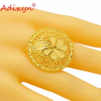 Adixyn Rotund Larg Inel pentru Femei/Adolescente de Culoare de Aur de Logodna Bijuterii India/Africa/Etiopian/Arabe Elemente N02272