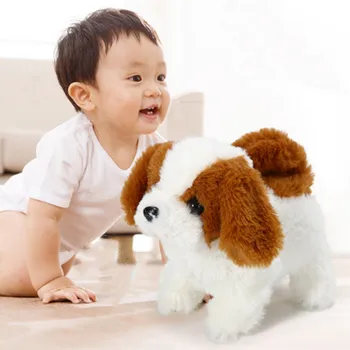 Realist Teddy Simulare Câine Inteligent Numit de Mers pe jos Electrice Jucărie de Pluș Teddy Robot Câine Jucărie pentru copii Cățeluș de Pluș pentru Cadou de Crăciun