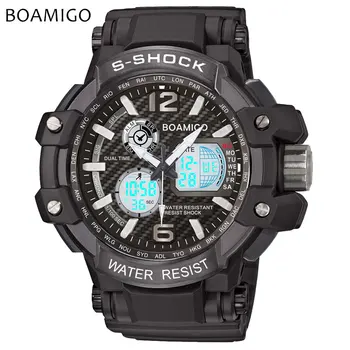 S-Șoc Bărbați Ceasuri Sport BOAMIGO Brand Analog Digital cu LED-uri Electronice Cuarț Ceas rezistent la apa 50M Înot Ceas Reloj Hombre