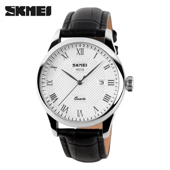 Faimosul Brand SKMEI Moda Curea din Piele Cuarț Bărbați Ceas Casual Calendar Data Muncă Pentru Bărbați Rochie Ceas de mana rezistent la apa 30M