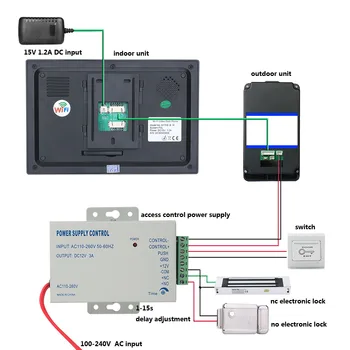 Yobang de Securitate 7inch Video Înregistrare Video WIFI Usa Cu Monitor Interior APLICAȚIE RFID prin cablu Monitor, un Monitor wireless