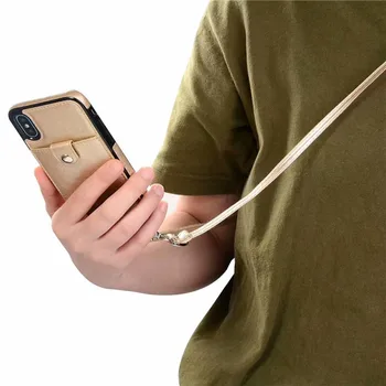 Pentru iPhone 12 mini 11 pro XS MAX XR X 7 8 6 6s plus acoperire caz piele pu portofel curea de umăr a centurii de telefon sac capa fundas