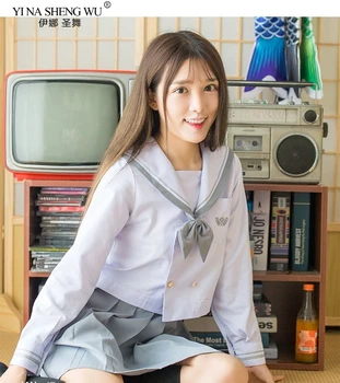 Freah Alb Gri JK Uniforme Janpanese Elevii de Liceu Uniforme JK Marinar Fusta Plisata Set Fete Anime Costume Cosplay