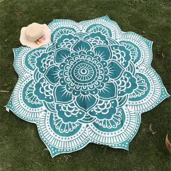 Glorios Forma de Floare de Lotus Indian Mandala Tapiserie de Perete Agățat pe Plajă Arunca Mat Hippie Cuvertură Tigan Yoga Mat Pătură 150 cm