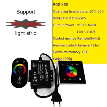 100m SMD5050 Led Strip RF Perete Touch Control și de Control de la Distanță 220V Impermeabil LED-uri RGB Bandă Panglică Ledstrip Dungă JK