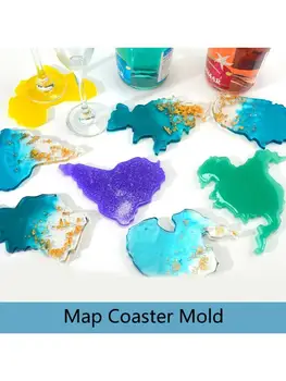 2021 Noi 8Pcs Șapte Continente Harta Coaster Rasina Matrite Hărți Silicon Tava Cupa Mat Mucegai