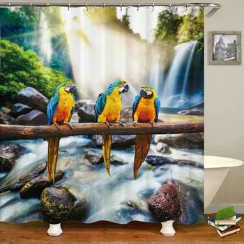 Păsări colorate Papagal Perdea de Duș 3d Imprimate Baie Perdele rezistent la apa de Baie Lavabil Pânză de Baie Perdele Cu Cârlige