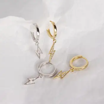 INZATT Real Argint 925 Placat cu fulger Hoop Cercei Pentru Femei de Moda de Petrecere Bijuterii Fine Minimalist Accesorii Cadou