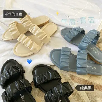 Fund gros sandale plate de vară 2020 nou cap pătrat de culoare de potrivire dantelă ori sandale sandale și papuci de sex feminin Z894