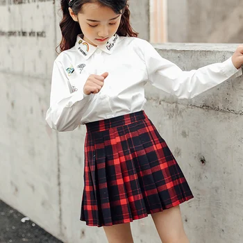 2020 primavara toamna vintage plisata fusta copilul fete bumbac carouri, fuste școală de fete jos imbracaminte copii 3-14 Ani