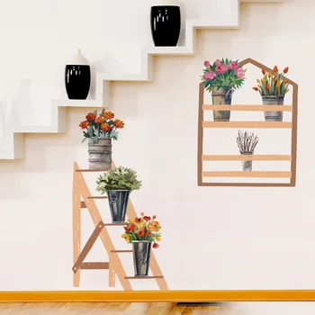 Flori de ghiveci 3D tridimensional de autocolante de perete camera de zi de decorare acasă QT1630