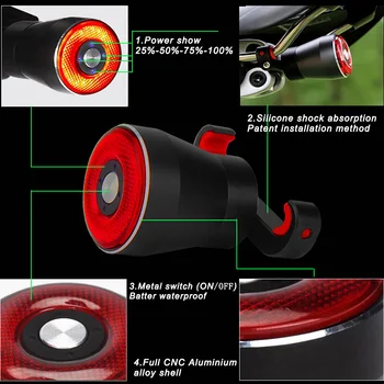 Usb Biciclete Coada Lumina lanterna Inteligent de Frânare Senzor de Stopuri Q5 MTB biciclete Rutiere din Spate Lanterna Led-uri Impermeabil Bicicleta Înapoi Lumini