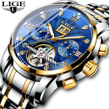2020 LIGE Bărbați Ceasuri de Top de Brand de Lux Automat Mechanical Ceas Mens Impermeabil din oțel inoxidabil Încheietura mîinii Ceas Relogio Masculino