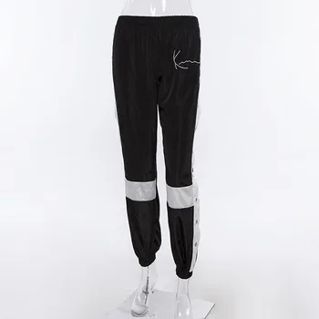HOUZHOU Joggeri Femei Pantaloni de Moda de Mozaic Pantaloni Harem Casual Side Split Butonul cu Lambriuri de Înaltă Talie Pantaloni Streetwear