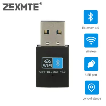 ZEXMTE USB Wifi Dongle Bluetooth 4.0 Adaptor, 150M Rețea WiFi fără Fir LAN Card + Bluetooth V4.0 Adaptor pentru Desktop PC Laptop