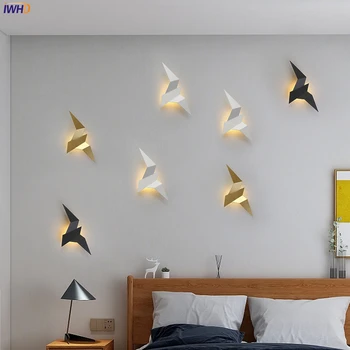 Creative Moderne Nordic Lampă de Perete Negru/Alb/Aur Pasăre de Fier Prindere Dormitoare Camera de zi LED Lumini de Decor Pentru Perete Bar