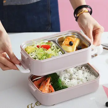 Izolare cutie de prânz pentru copii femei dublu caseta de prânz din oțel inoxidabil izolat caseta de prânz masa de prânz caseta de alimentare recipient 20O31