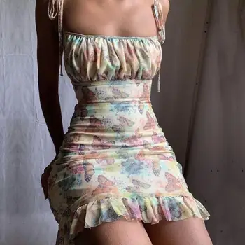 Femei Sexy Rochie Fără Mâneci Bodycon De Vară 2020 Boho Print Mini Rochie Ciufulit