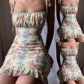 Femei Sexy Rochie Fără Mâneci Bodycon De Vară 2020 Boho Print Mini Rochie Ciufulit