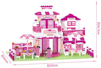 306Pcs Vis Roz Restaurant Romantic Model Cărămizi Prieteni Oraș Creator Blocuri Seturi de Jucării Educative pentru Copii