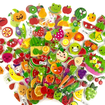 60 de coli 3D de Legume și Fructe Stil Emoticon Autocolante Bule de Jucării Clasice Album Pentru copii Cadou Recompensă autocolant pentru fete
