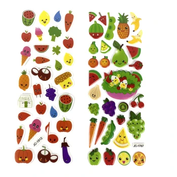 60 de coli 3D de Legume și Fructe Stil Emoticon Autocolante Bule de Jucării Clasice Album Pentru copii Cadou Recompensă autocolant pentru fete