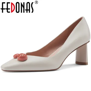 FEDONAS Elegant Subliniat Toe Pantofi de Femeie Tocuri 2021 Femei de Moda din Piele Femei Pantofi Superficial Petrecere de Dans Pompe de sex Feminin