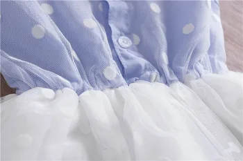 2019 Nou Fată fără Mâneci Rochie de Vara de Culoare Albastru Dot Imprimate Drăguț Rochie de Dantelă Copii Haine Picătură de Transport maritim Copii Dress