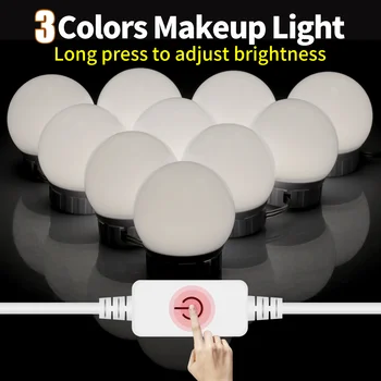 DuuToo Machiaj Lumină LED Oglinda Masa de toaleta Bec Lampa USB 3 Culori Estompat Cosmetice Baie Vanitatea Bombillsa 12V Lumini de Perete