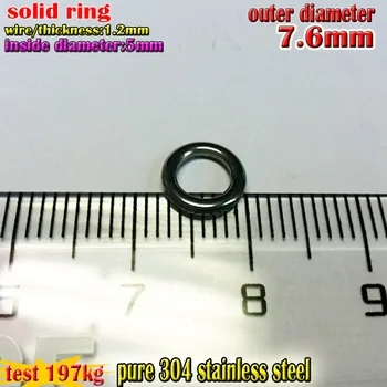 NOI de pescuit solid inele Conectarea ringssize wire1.2*5mm*7.6 mm quantily: 500pcs/lot PUR 304 din oțel Inoxidabil