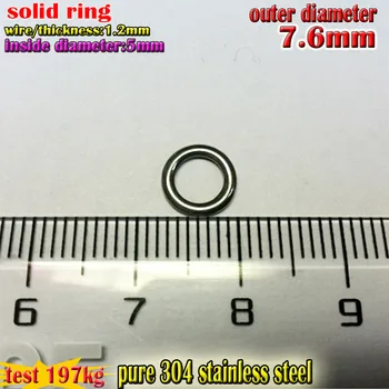 NOI de pescuit solid inele Conectarea ringssize wire1.2*5mm*7.6 mm quantily: 500pcs/lot PUR 304 din oțel Inoxidabil