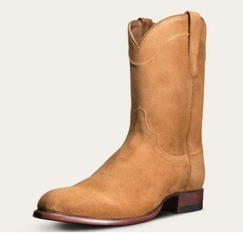 Simplu piele de căprioară mediu cizme bărbați și femei Cizme Martin Platforma de Calitate Chelsea Cizme Toamna Iarna cizme de cowboy Pantofi Mărimea 38-48