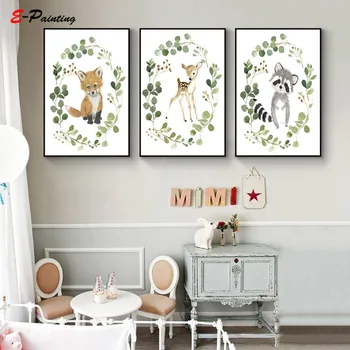 Nordic Panza Pictura Copil Pui De Vulpe De Paduri Pepinieră De Artă Fox Ilustrare Dormitor Copil Animal Acuarelă Poster Room Decor