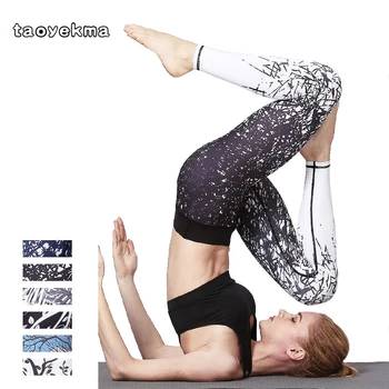 2020 Slim Fitness Yoga Pantaloni De Formare Jambiere Sală De Sport De Talie Mare Colanti Alergare Jogging Control Burtă Imprimate Pantaloni