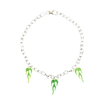 Stilul Hip-hop cu accesorii fluorescent green flame aliaj colier pentru bărbați și femei gotic ridicata