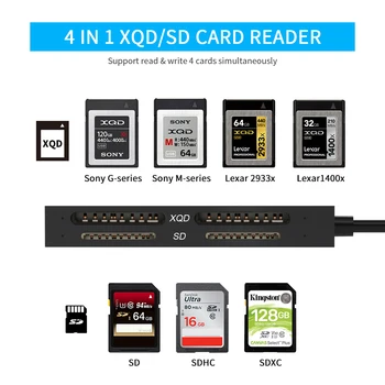 Rocketek USB 3.0/2.0 Dual XQD de Memorie SD card reader Citit 4 cărți în același timp, Sony M/Seria G pentru Windows/Mac OS calculator