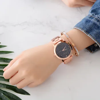 Ceas pentru Femei Brățară Moda de Lux de Brand, Quartz Doamnelor Ceas de Aur roz Fete sex feminin din oțel zegarek damski relogio feminino