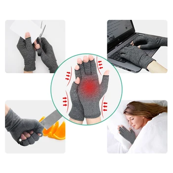 2 Pereche De Compresie Artrita Mănuși Premium Artritice Joint Pain Relief Mână Mănuși De Terapie Degetele Deschise Set