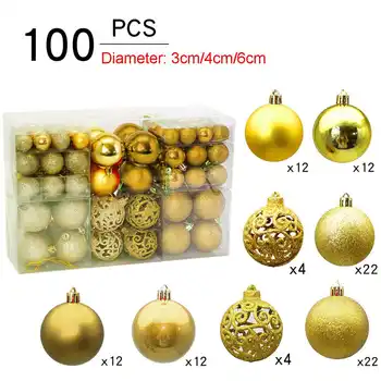 100 Buc/Set bile de Crăciun pom de Crăciun decoratiuni Luminoase mingea matt pulbere minge minge minge de gol Decor Acasă de Anul Nou 5Option
