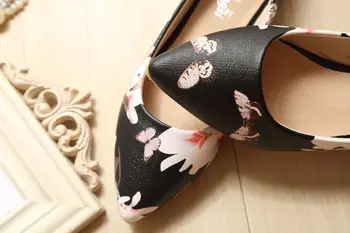 2019 Nou Stil Subliniat Pantofi de Moda de Flori de Mari Dimensiuni Low-Cut Plat Primavara-Vara Pantofi pentru FEMEI