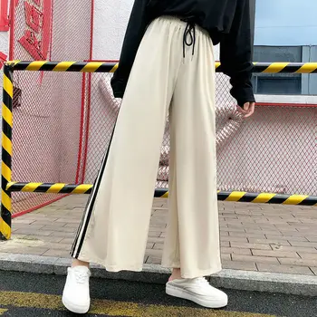 Pantaloni De Vara Femei Streetwear Joggeri Casual Cu Dungi Negre Înaltă Talie Pantaloni Lungi Pantaloni De Trening Femei Mozaic Benzi