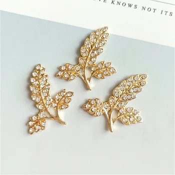 10 buc/lot Plin de Diamante De Trei Frunze K Aliaj de Aur Accesorii DIY Creative Cravată Frunze de Butoane-Ornamente Cercei Bijuterii