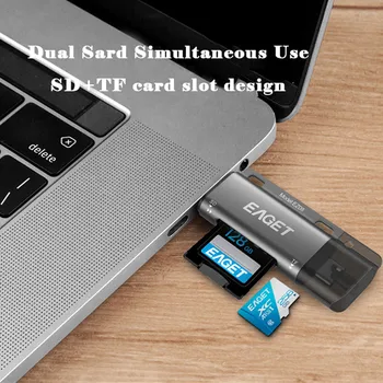 EAGET EZ08 Cititor de Card USB 3.0 de Tip C la SD Micro SD TF Adaptor pentru laptop Accesorii OTG Cardreader Inteligent de Memorie SD