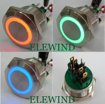 ELEWIND 22mm 3 LED-uri de culoare rezistent la apa buton comutator(PM221F-11E/RGB/12V/S)