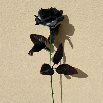 9pcs/Set Artificiale Trandafirul Negru Buchet de Halloween Singură Sucursală Acasă Simulare Negru a Crescut de Flori False Petrecere de Nunta de Decorare
