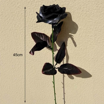 9pcs/Set Artificiale Trandafirul Negru Buchet de Halloween Singură Sucursală Acasă Simulare Negru a Crescut de Flori False Petrecere de Nunta de Decorare