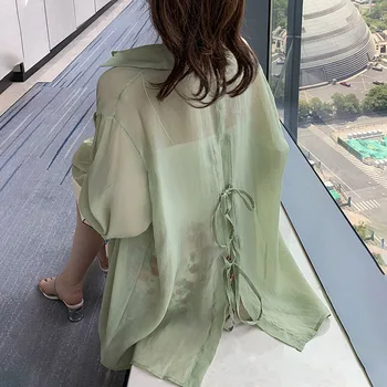 De Vară 2020 Culoare Solidă Dantelă Topuri Mid-lungime Nișă Designer Bluza Femei Japonia coreea Style Toamnă Feminin Tricouri Casual