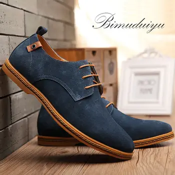 BIMUDUIYU Brand Design Minimalist piele de Căprioară Piele Barbati Pantofi Casual Fierbinte Vanzare Apartament Stil Britanic Oxford Pantofi Marime Mare 38-48