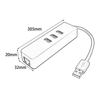 Hub USB 3.0 Gigabit Ethernet Lan RJ45 Adaptor de Rețea Hub cu 3 Porturi USB la RJ45 Rețea Externă prin Cablu Splitter pentru Mac PC